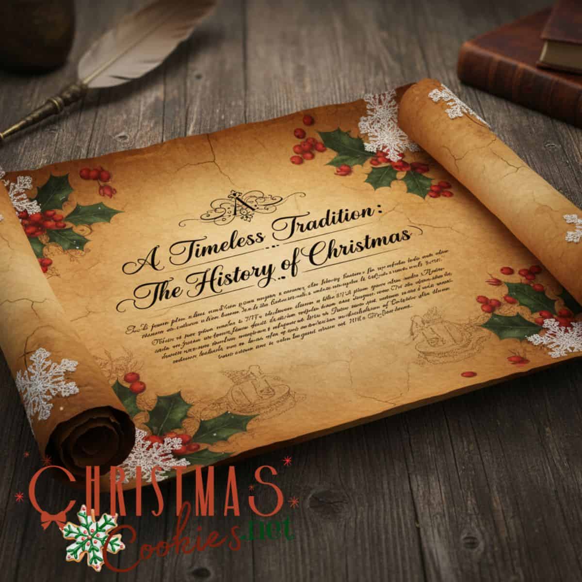 A timeless tradition scroll written about the history of Christmas.