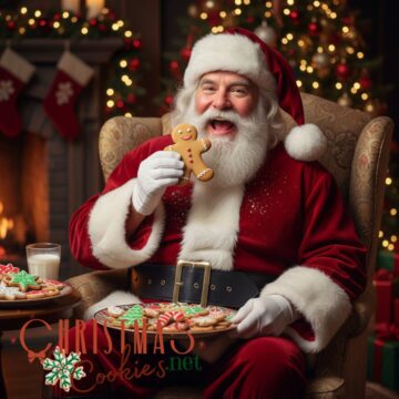 Jolly Saint Nick eating Christmas cookies